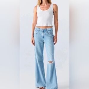 NWT AMO Faith Flare Mid-Rise Relaxed Fit Flare Leg 24 Summer Crush